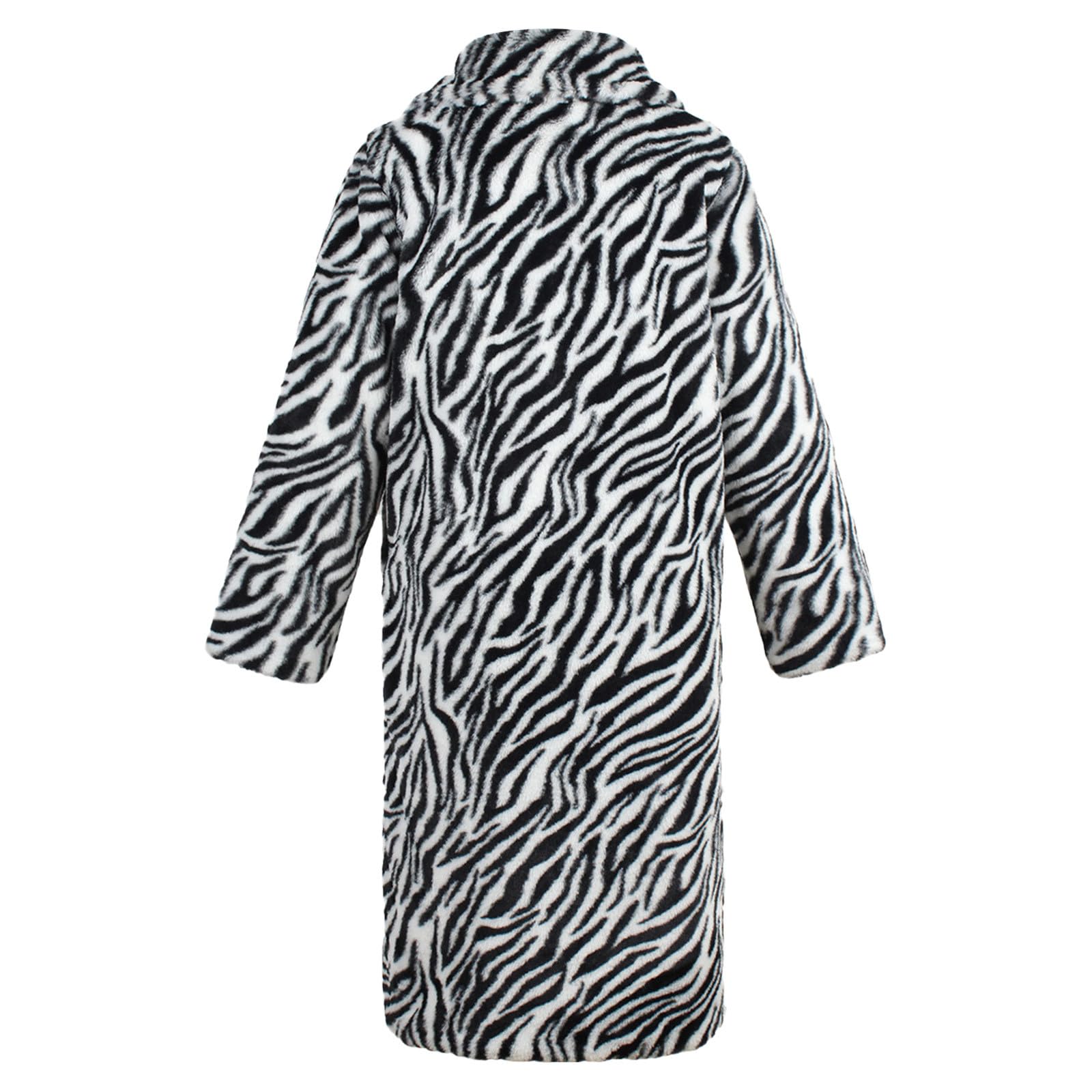 Generisch Piumino lungo da donna, invernale, caldo, soffice, a maniche lunghe, in pelliccia sintetica