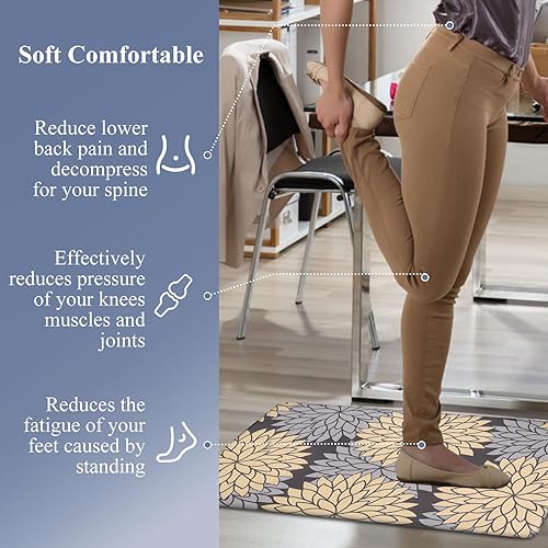 Miniatura 208 de HEBE Kitchen Mat 20"x71" Anti Fatigue Floor Mat Runner Non Slip Kitchen Mats for Floor Waterproof Kitchen Rugs and Mats Ergonomic Cushioned Comfort