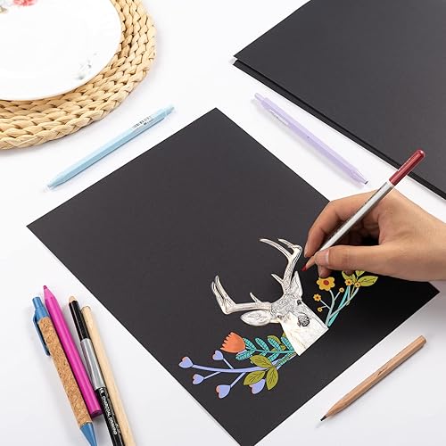 Miniatura 3 de 30 hojas de papel de cartulina 8 12 x 11 pulgadas para manualidades e invitaciones (negro)