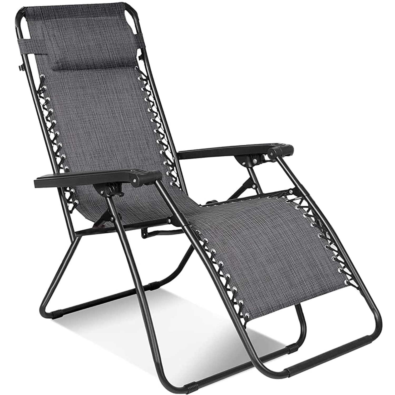 Silla Gravedad Cero Plegable Tumbona Reclinable Terminado Banquetas para Salón Jardín Balcón (Gris Oscuro)