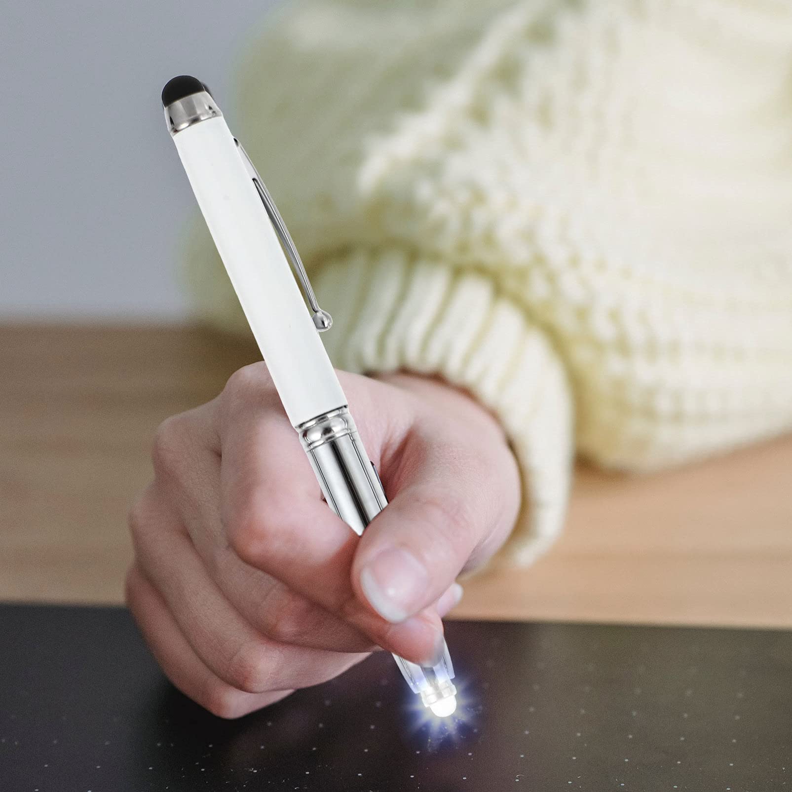 Touchscreen Pens 10 Pezzi in Acciaio e Plastica con LED Nero | Festa Scuola Decor, Penna Digitale per Tablet e Smartphone, Pennini per Touch Screen