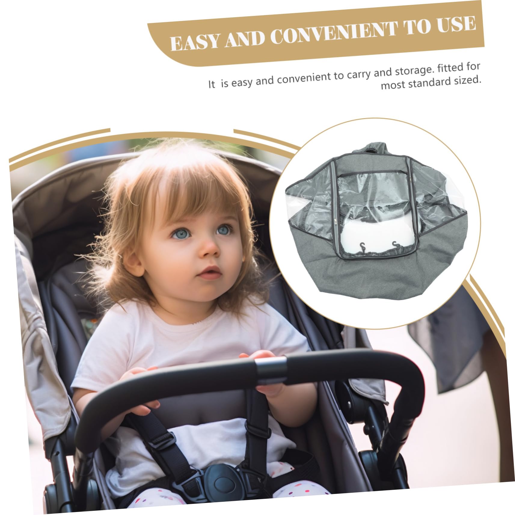 BESTonZON Rain Proof Stroller Cover Windproof Baby Stroller Carriage Cover for Outside Spittle-Proof Umbrella