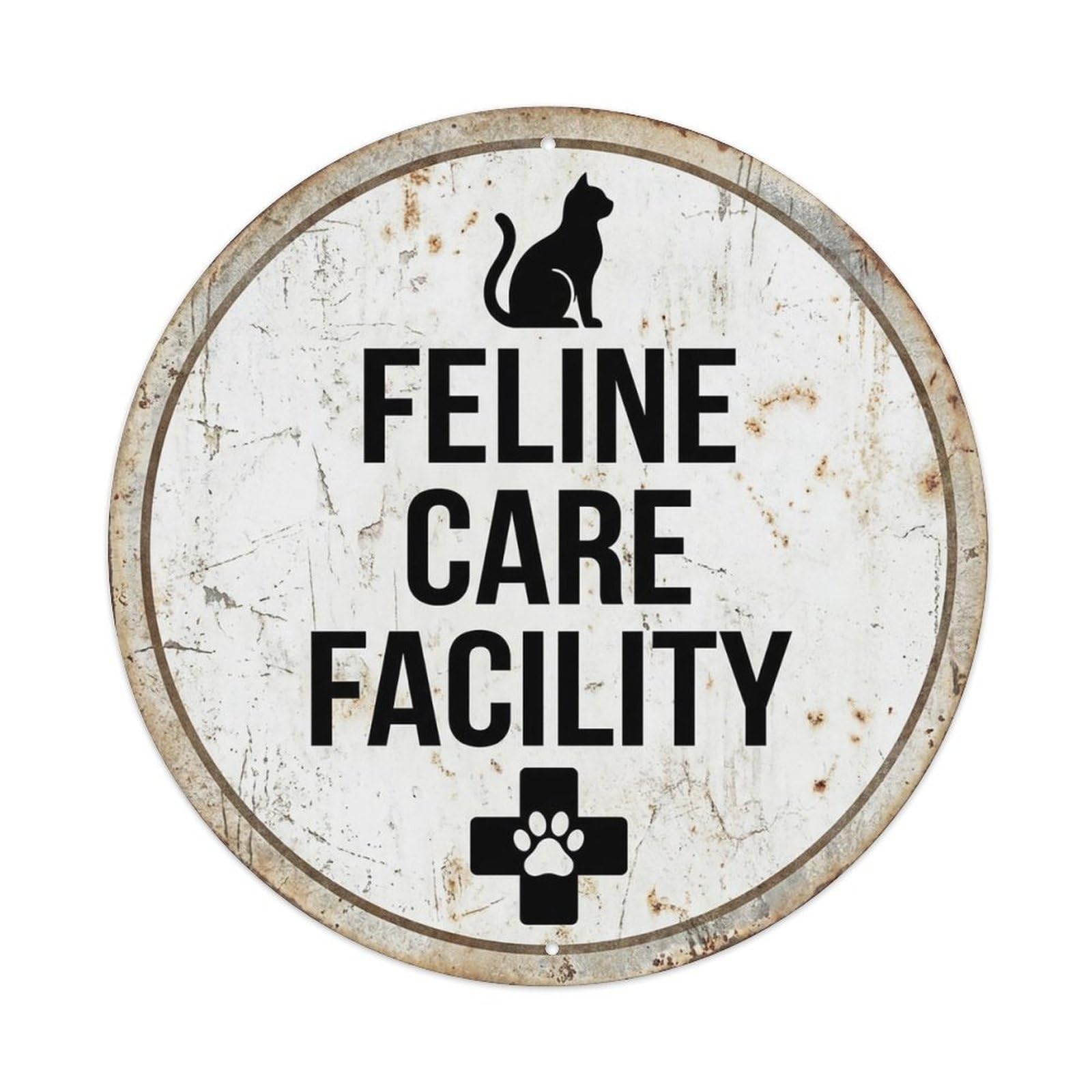 Vintage Feline Care Facility Decor Metal Tin Sign