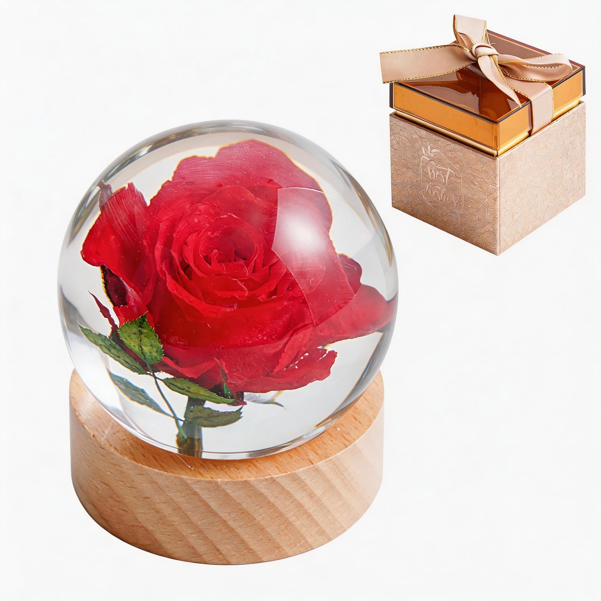 Boule à souhaits éternelle avec rose véritable : cadeau idéal de mariage