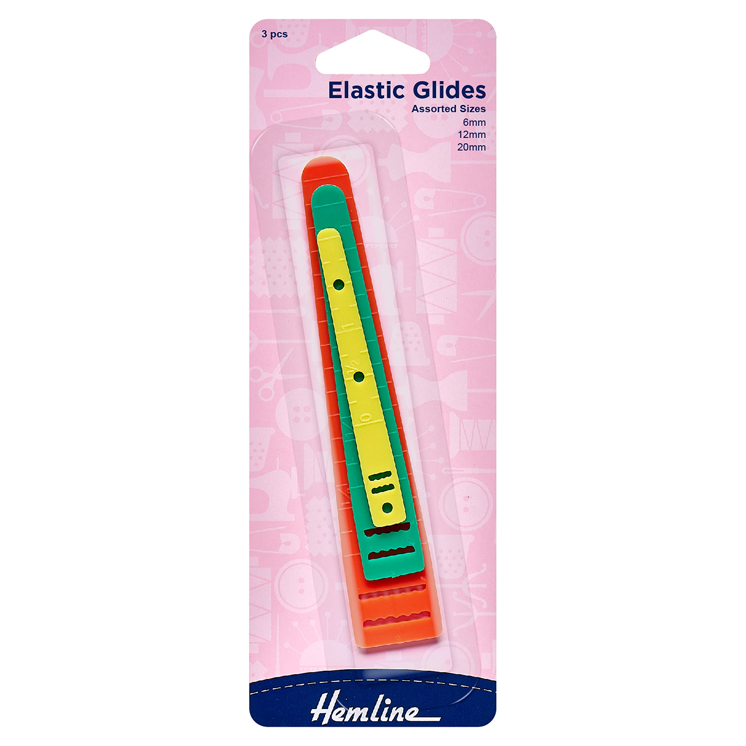Hemline Multi Elastic Guides, Assorted Sizes, 6Mm, 12Mm, 20Mm