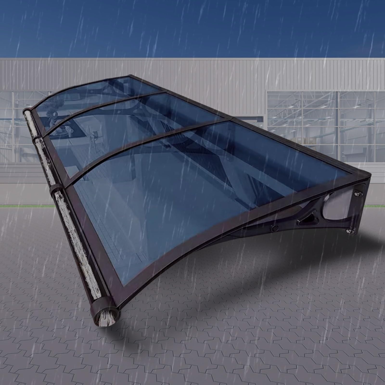 Toldo de exterior para puerta impermeable de policarbonato transparente de 100 cm