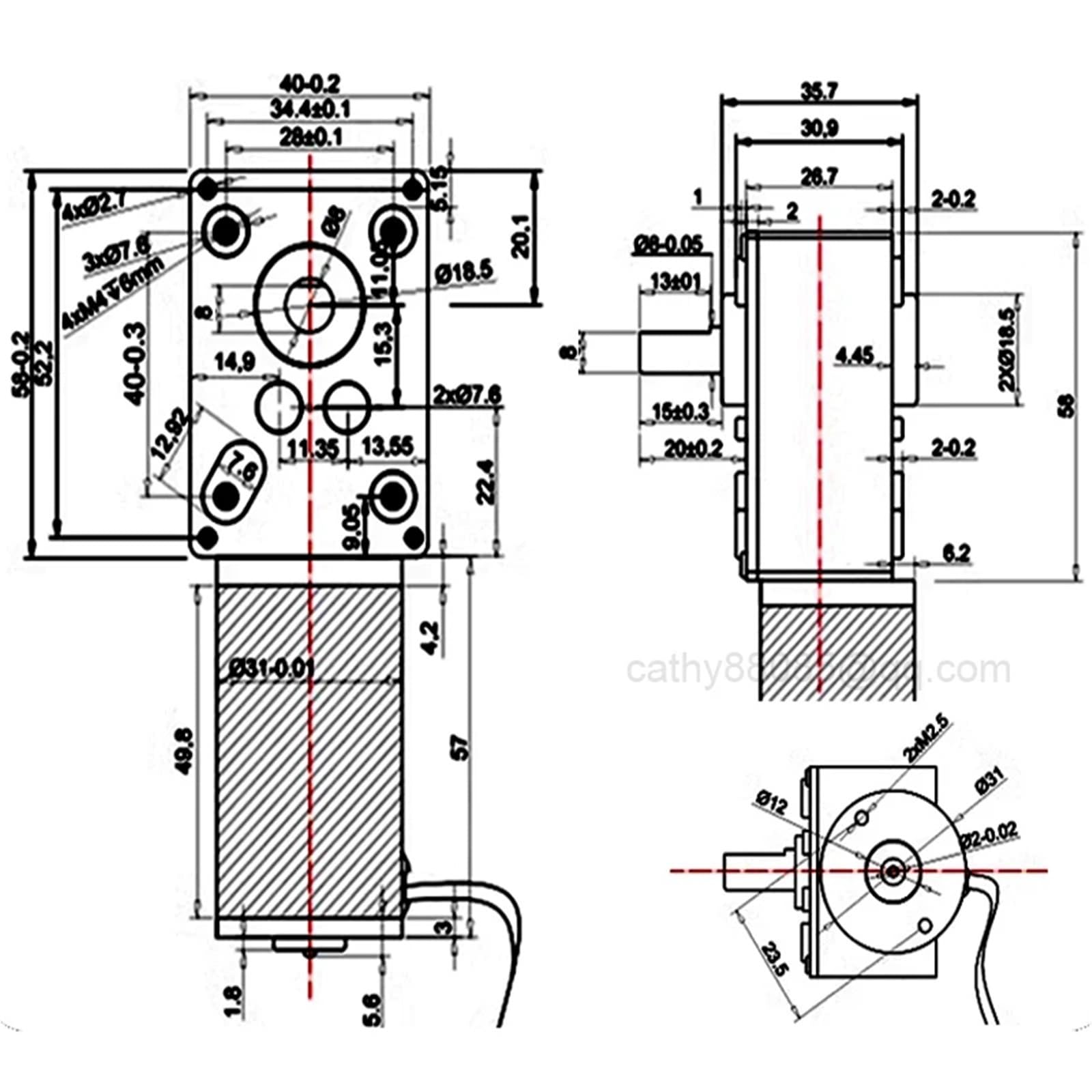 Moteur électrique tubulaire à courant continu brossé Moteur 12v24v arrêt autobloquant réducteur à vis sans fin réducteur de porte coulissante inversée 5840-31ZY (moteur unique, 113R35,24V)
