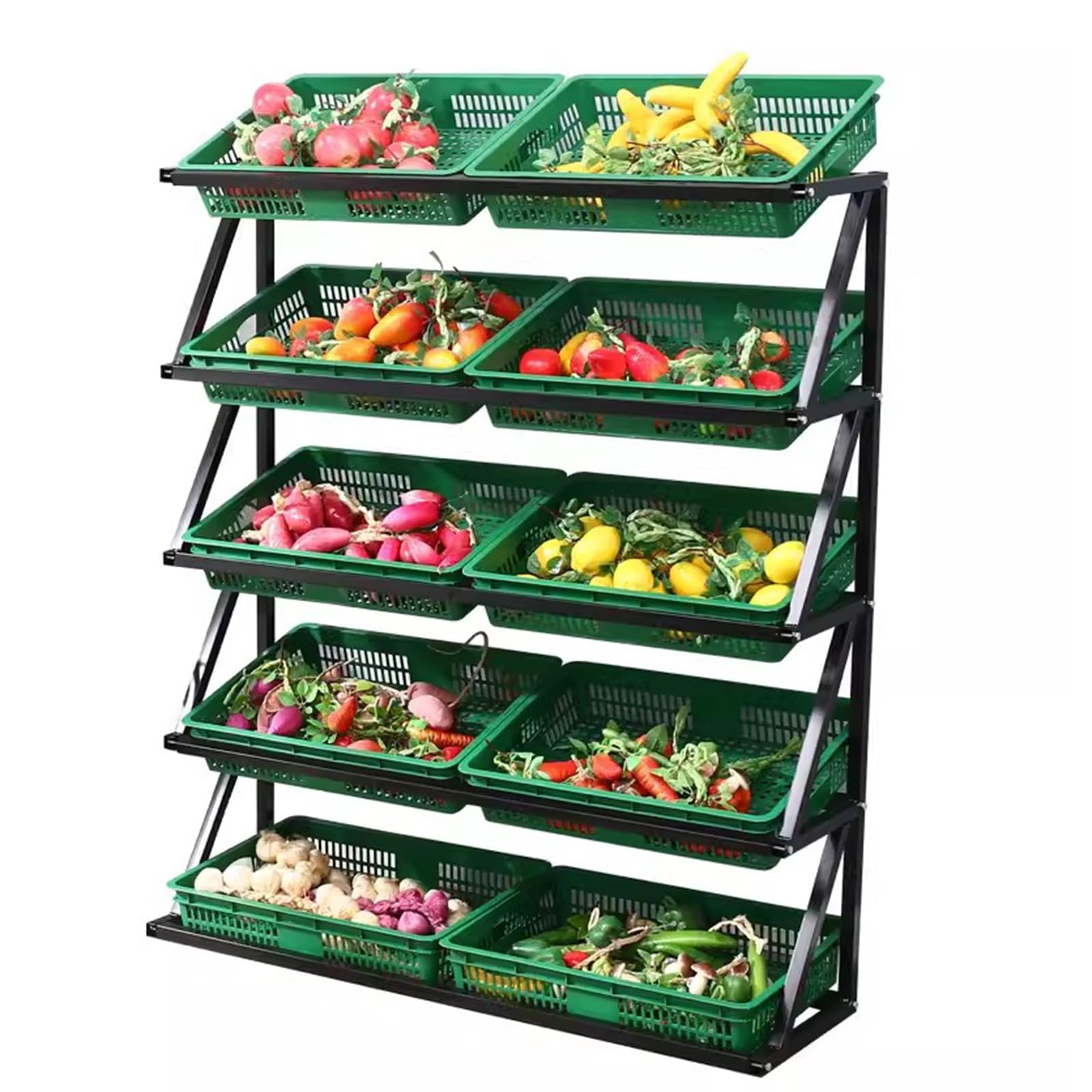 Generico 4/5-poziomowy stojak na warzywa detaliczne, wszechstronny organizer do półek supermarketów do owoców, cebuli, ziemniaków i torebek z frytkami, organizer na przekąski