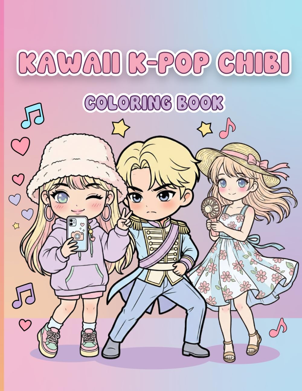 Kawaii K-Pop Chibi Coloring Book: 50 Unique Kawaii Illustrations of Korean Pop Idols, Street Fashion & Aesthetic Vibes — A Relaxing Anime-Style Coloring Book for Teens & Adults