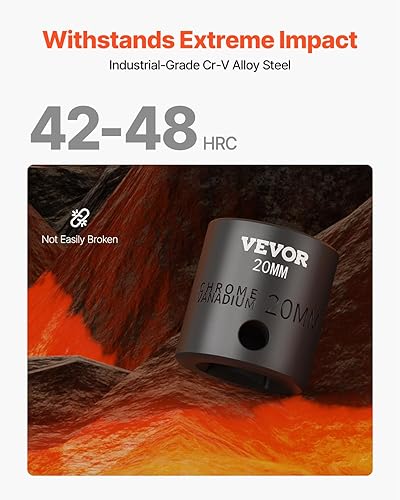 Vista 82 de VEVOR Juego de llaves de impacto, 19 piezas x 1/2 pulgadas métricas de 3/8-1-1/2 pulgadas, 6 puntos de zócalo profundo de 6 puntos, construcción