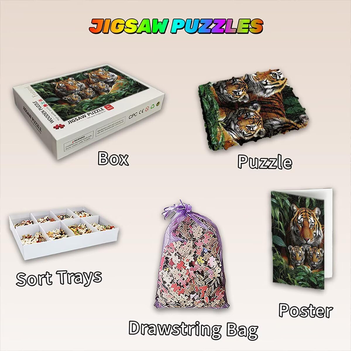 Puzzle 2000 elementów tygrysa, fabryka puzzli dla dorosłych, klasyczne puzzle gry edukacyjne do aktywności rodzinnej, najwyższej jakości drewniane puzzle z pudełkiem na prezent dla mężczyzn prezent