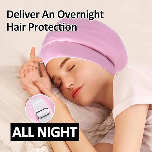 Miniatura 7 de Gorro de satén con forro de seda, cubierta ajustable para el cabello para mujeres y hombres, gorro de noche para el cuidado de pacientes