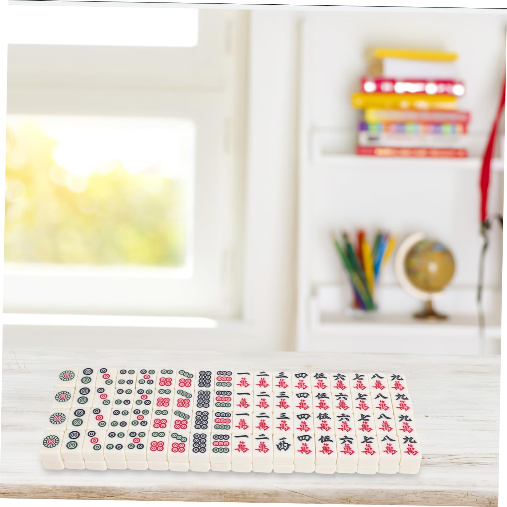 Reise Kleiner Mahjong Satz aus Melamin, 1 Satz, Kompakt | Klare Drucktechnik, Leicht zu Tragen, Komplett Ausgestattet, für Zuhause und Feiern, Kreative Ausführung