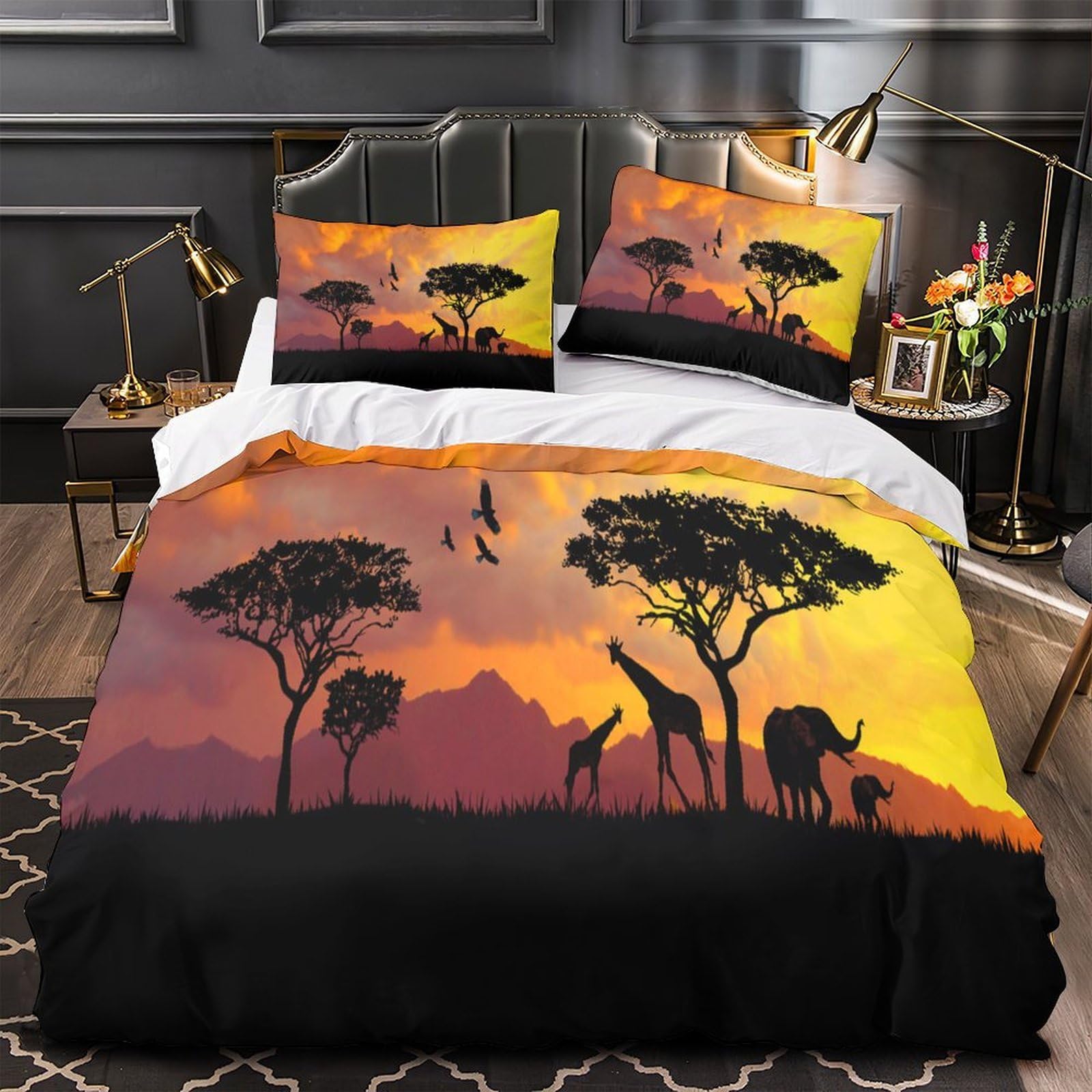 Housse de couette Éléphant d'Afrique 220x240 en microfibre ultra douce