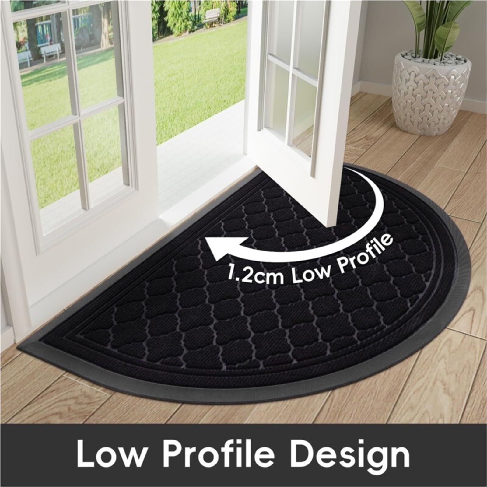 Paillasson Demi Lune Tapis de Porte Demi-Lune for l'extérieur, paillasson Absorbant, Lavable, Robuste, intérieur, antidérapant, en Caoutchouc(Brown,43.3x75cm)