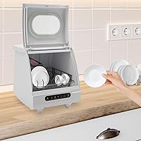 Vista 7 de Lavavajillas portátil para encimera, mini lavavajillas, control de panel completo, lavadora de platos portátil y compacta, 5 programas de lavado