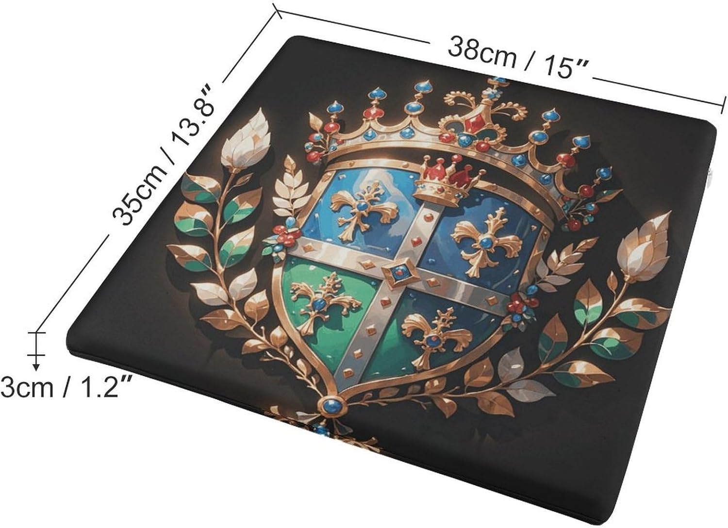 Royal Flower And Crown Tiara Degrees of Comfort Meditation Floor Pillow, Square Large Pillows Seating for Adults, Tufted Corduroy Cushions for Outdoor Yoga Tatami Fireplace Living Room 15x15 Inch