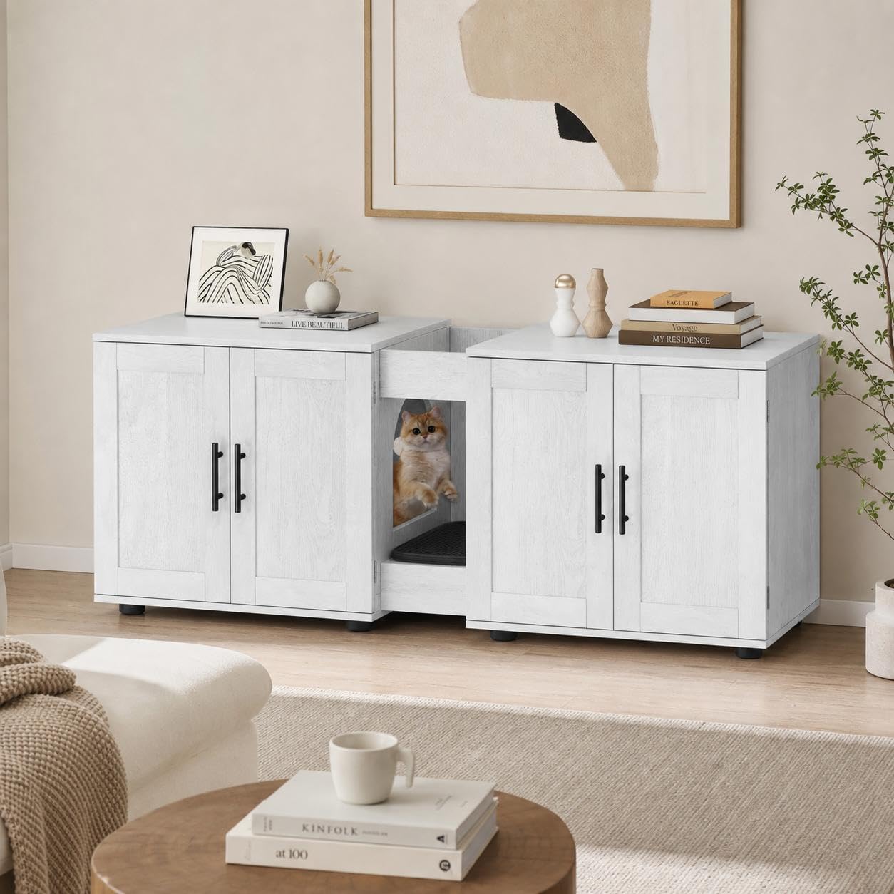 Koioplie 55in Cat Litter Box Enclosure - Double Room Furniture