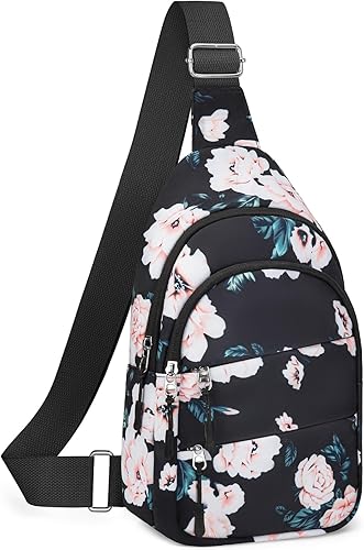 Bolsos cruzados para mujer, bolsa con bandolera para hombres, mochila pequeña de senderismo antirrobo, ligera para viajes al aire libre (M, negro