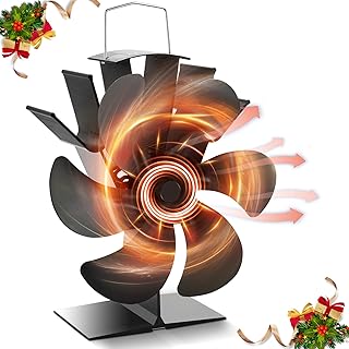 Heat Powered Wood Stove Fan for Buddy Heater - 6-Blade Fireplace Fan, Increases 80% More Warmth for Wood/Log Burner & Wood Burning Stove