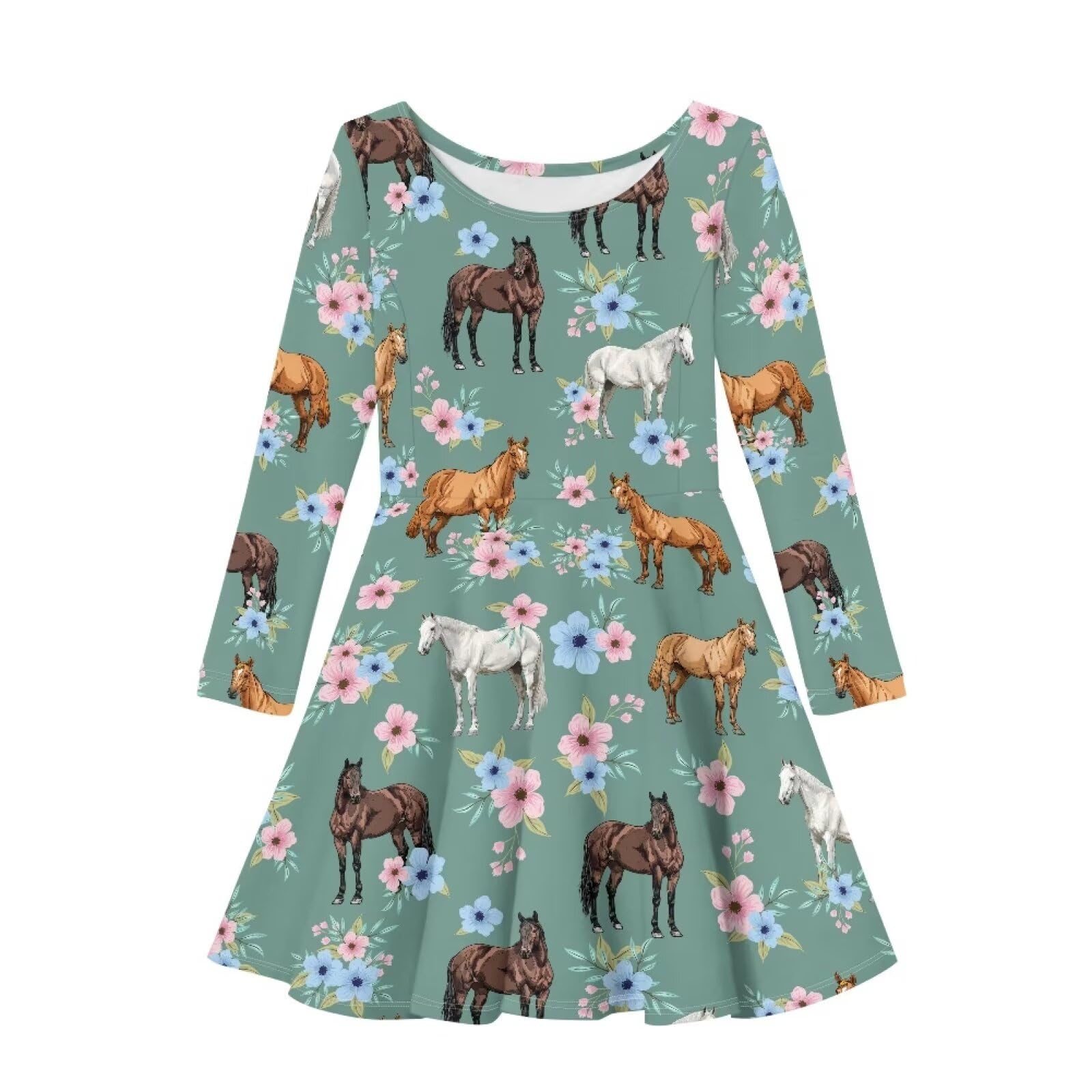 Guosanchn Dresses for Girls Long Sleeve Casual Dress 3-14T A Line Swing Dresses