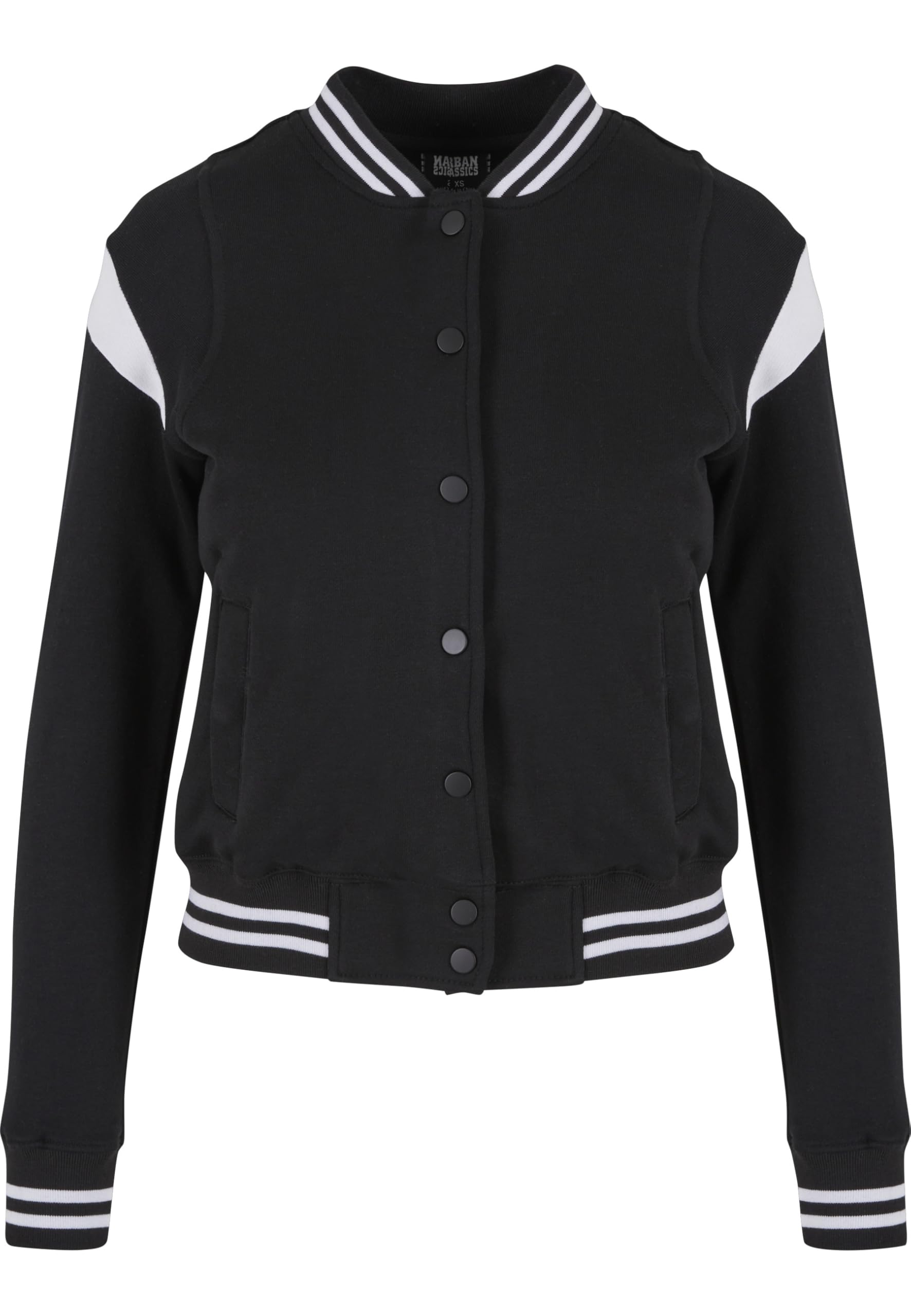 Urban Classics Ladies Inset College Sweat Jacket Women's Jacket, (Blk/Wht 00050), XL