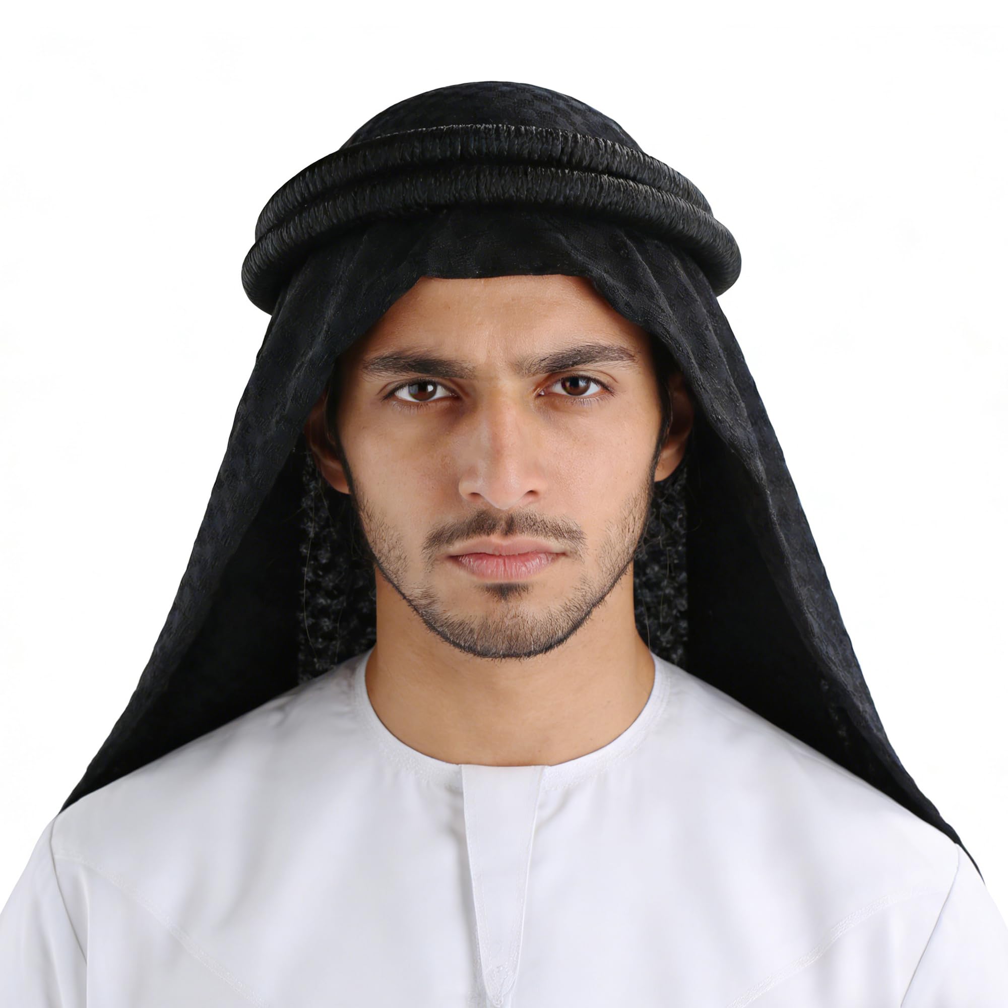 JIAHG Turban Homme Musulman Keffieh Traditionnel Indien Africain Arabe Dubaï Moyen-Orient Shemagh Coton Foulard de Tête Léger Doux Respirant Headwrap, 140 * 140 CM