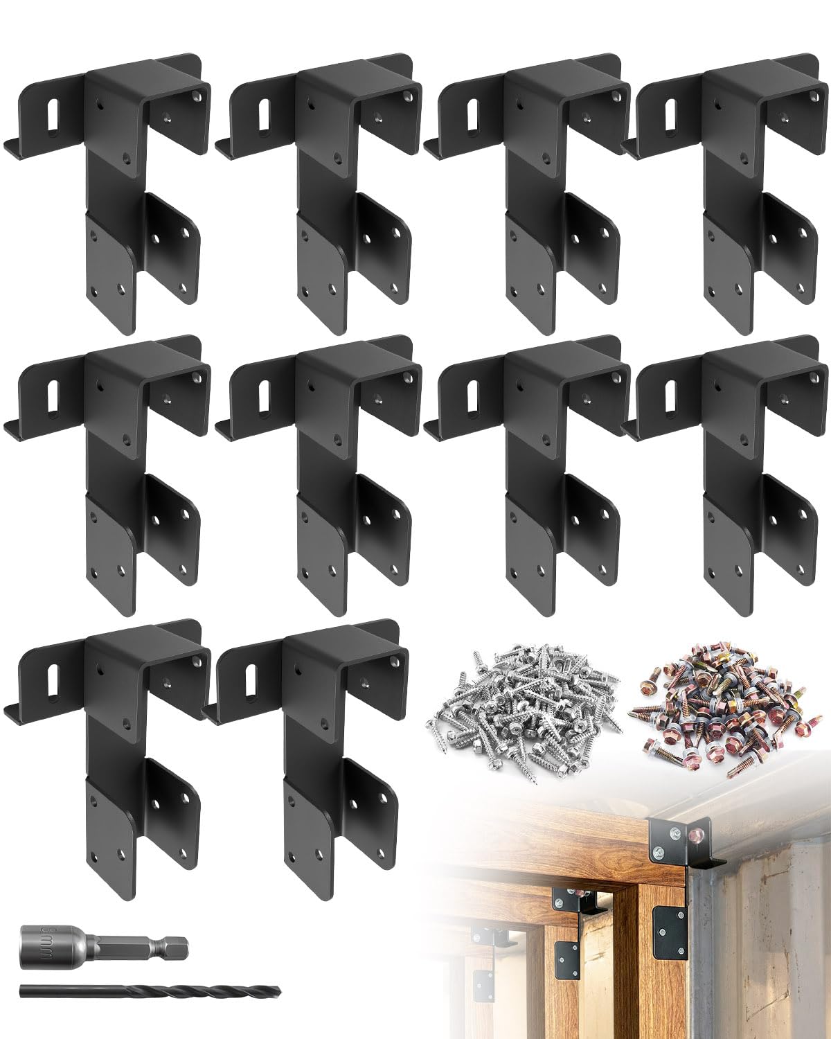 Photo 1 of Shipping Container Brackets for Interior Framing, 10-Pack Heavy-Duty Steel Stud Brackets Fit 2x4 & 2x6 Lumber, Auto-Level Wall & Ceiling Framing for Container Office, Storage & Insulation Build