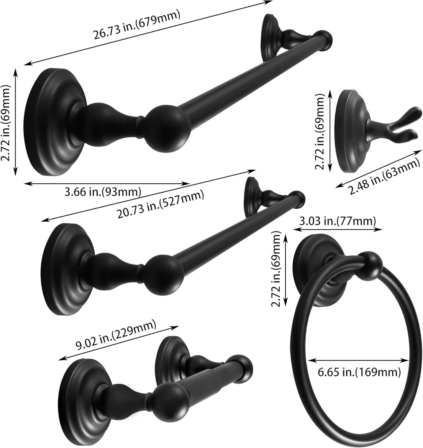 60% оƒƒ Dіѕсоunt SENTO ROBIKI Black Bathroom Accessories Set, Bath Hardware, Includes Robe Hook, Toilet Paper Holder, Towel Ring, 18” & 24” Towel Bar, Duty Metal Bath Hardware Set Wall Mounted (5-Piece, Matte Black) Exсluѕіvе Dіѕсоunt 80% оƒƒеr SENTO ROBIKI Black Bathroom Accessories Set, Bath Hardware, Includes Robe Hook, Toilet Paper Holder, Towel Ring, 18” & 24” Towel Bar, Duty Metal Bath Hardware Set Wall Mounted (5-Piece, Matte Black)