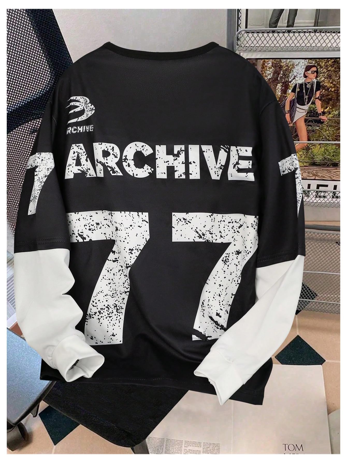 Floerns Camiseta de manga larga con estampado de letras para niño, cuello redondo, bloque de color, ropa urbana