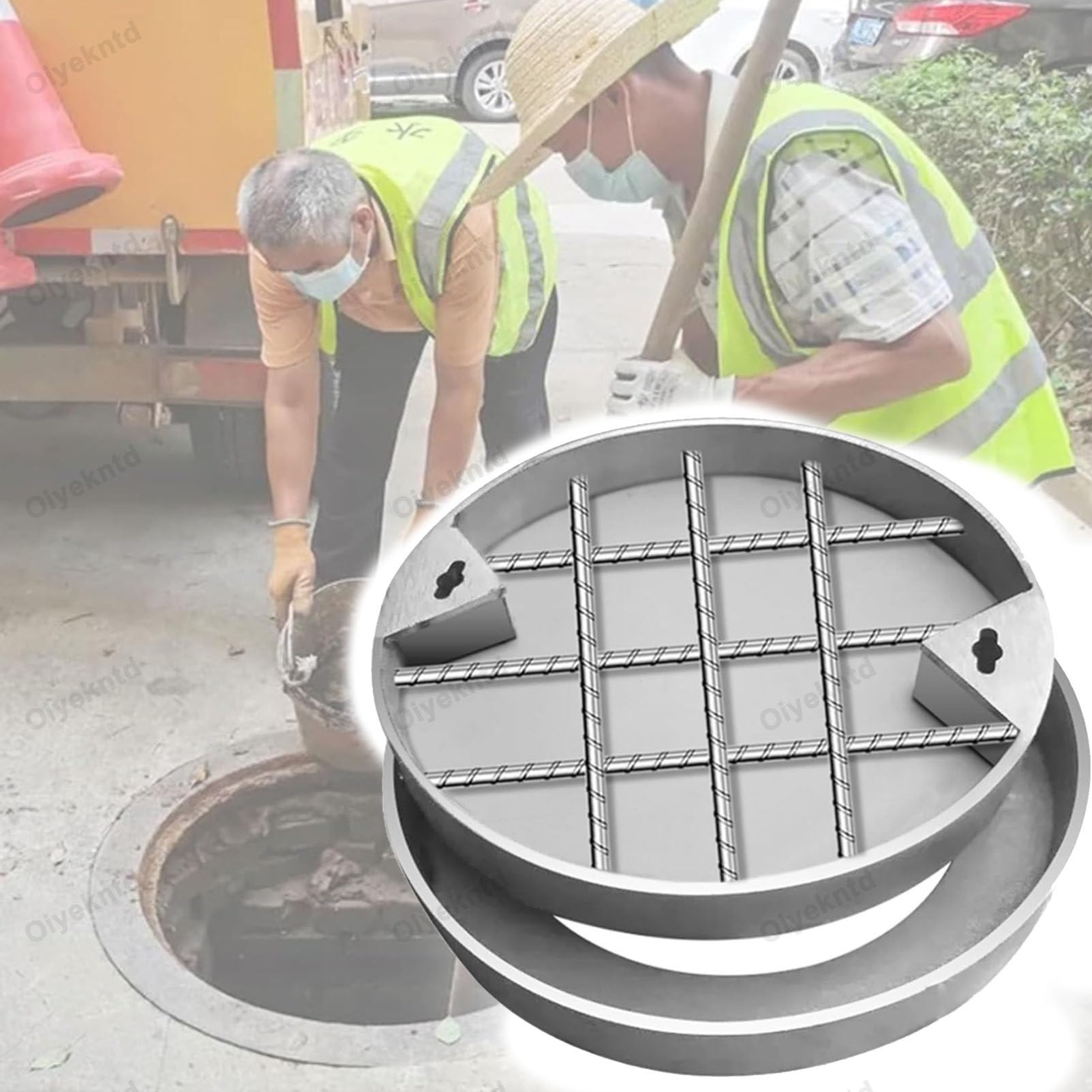 Coperchio per pozzetto di Scarico Commerciale Rotondo in Acciaio Inox con Telaio per Applicazioni stradali e su marciapiede, Design Resistente e Nascosto.