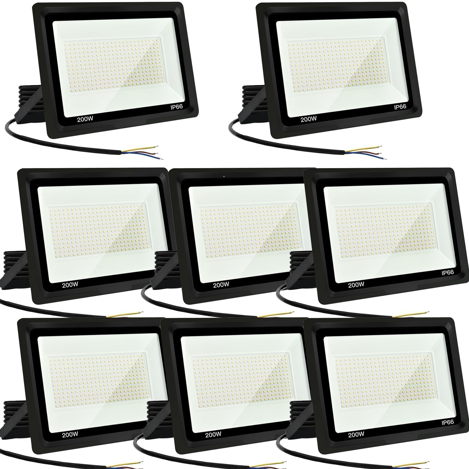 Jefedana LED Strahler Außen 200W 8PCS-IP66 Wasserdicht Fluter-6000K 20000LM Superhell LED-Strahler für Hinterhof, Garage, Flur,Garten