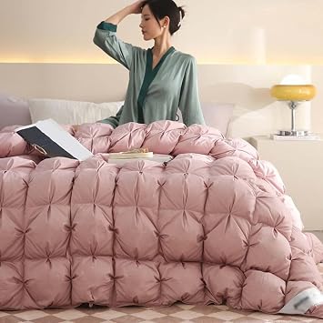 All Season Reversible Comforter,Luxurious Hotel Bedding, Feather Down Comforter, Ultra-Soft Down Proof Cover, Noiseless Duvet 59x79in 2.8kg