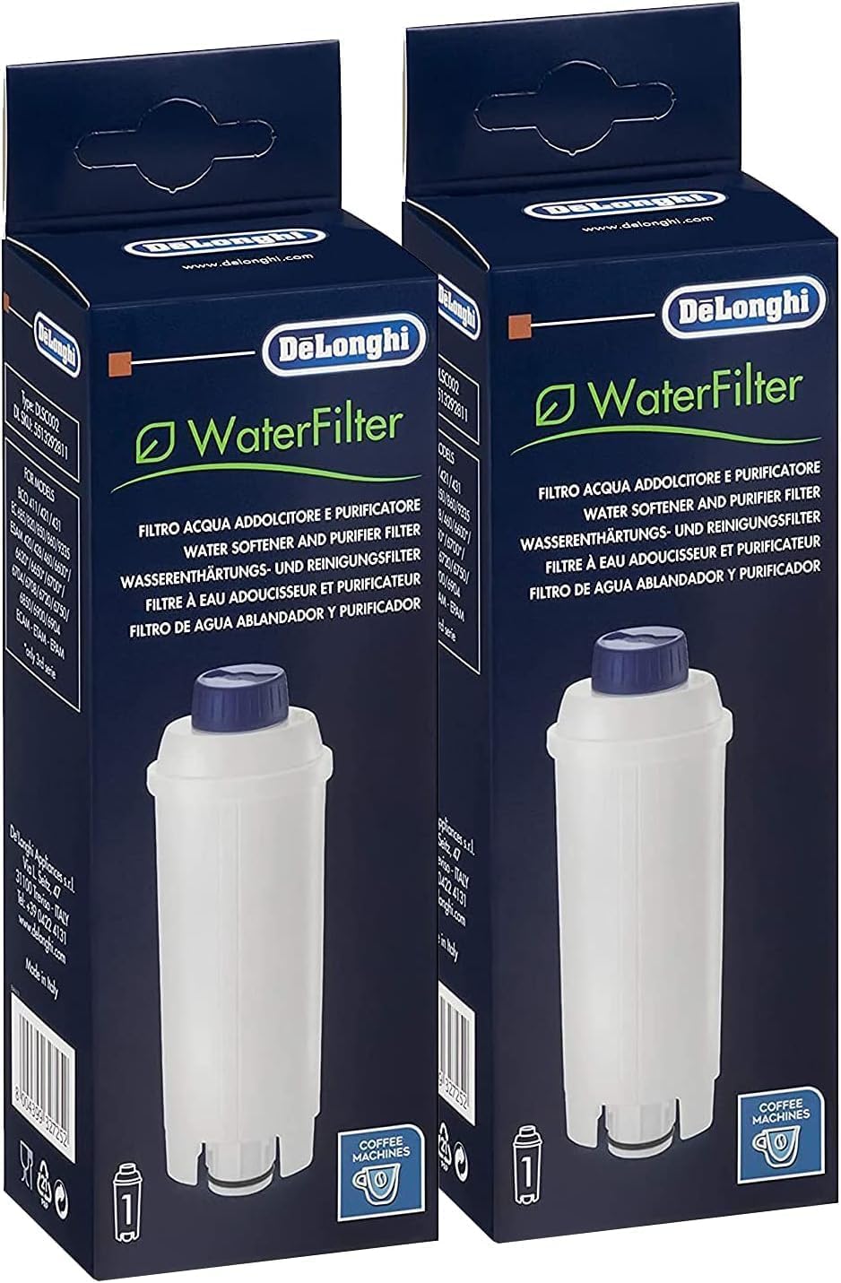 2X Filtro Acqua Macchina Caffè Originale adatto per delonghi 5513292811 SER3017 DLSC002-2 Unità Coffee Machine RIVELIA Filtro Addolcitore Acqua, per Macchine da Caffè Automatiche RIVALIA SERIE EXAM