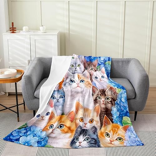 Vista 165 de Manta de cama de arte abstracto Grunge para niños, color verde azulado y naranja, manta de forro polar desordenada con pintura de óxido, manta Multi