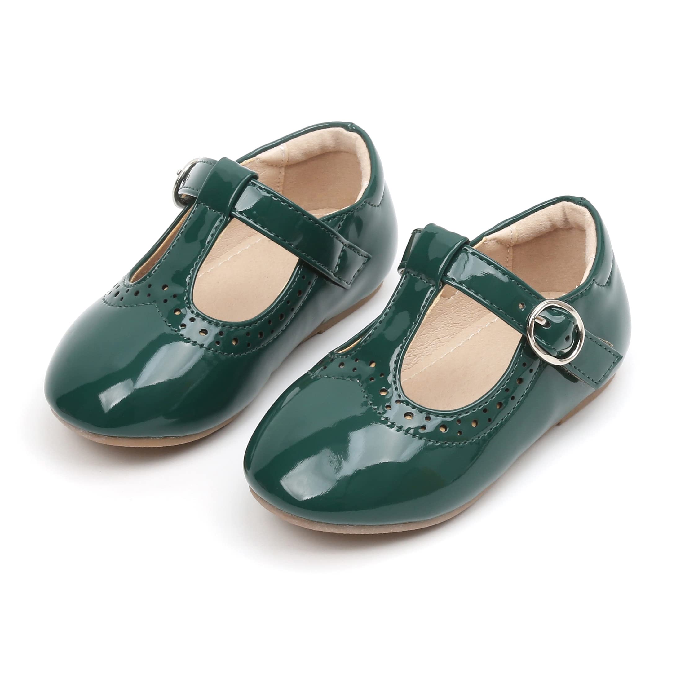 THEE BRON Girl's T-Strap Flats Toddler/Little Kid Ballet Mary Jane Party Dress Shoes