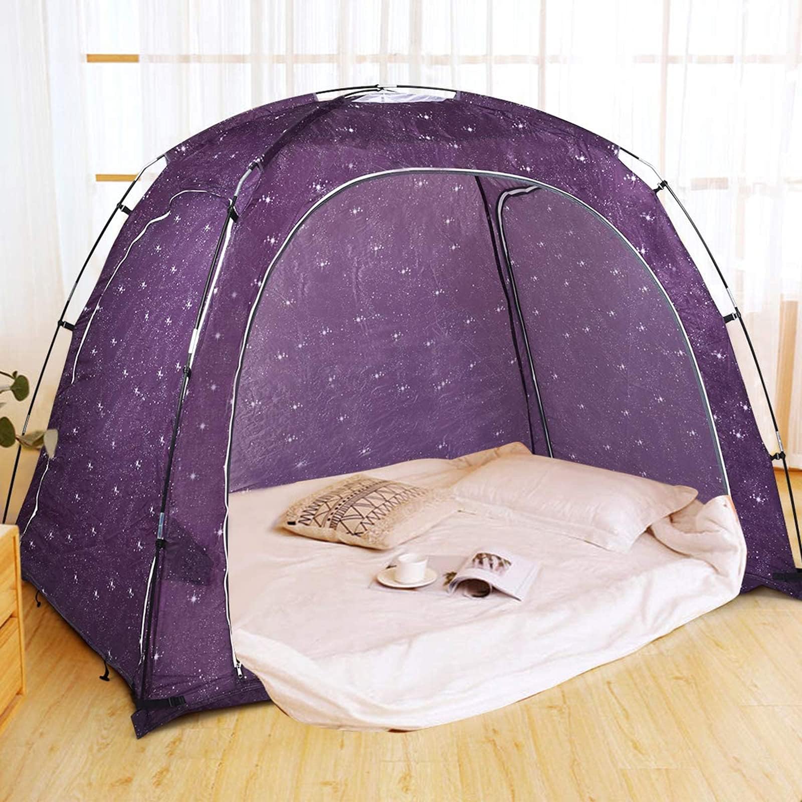 Bed Tent Indoor Privacy Game Tent Suitable for Warm and Comfortable Sleep Portable Tent with Carrying Case Suitable for Children and Adults Single (Color : Double)