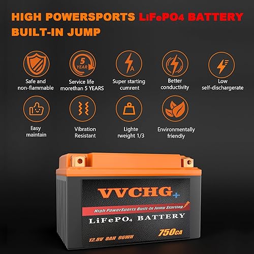 Miniatura 3 de Motocicletas Batería de litio YTX12-BSYTX14-BSYTX16-BSYTX20-BS, 12V 8Ah 750A Batería deportiva LiFePO4 de alta potencia para ATV, UTV, JetSki,