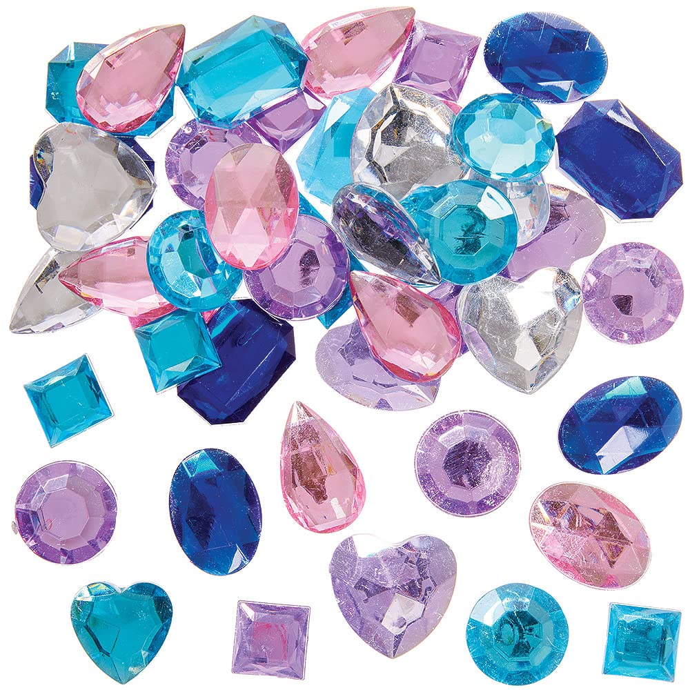 Baker Ross FX362 Large Winter Self Adhesive Acrylic Jewels - Pack of 120, Kids Arts and Crafts Essentials, Gem Stickers for Children, Christmas Stickers, Embellishments for Crafts