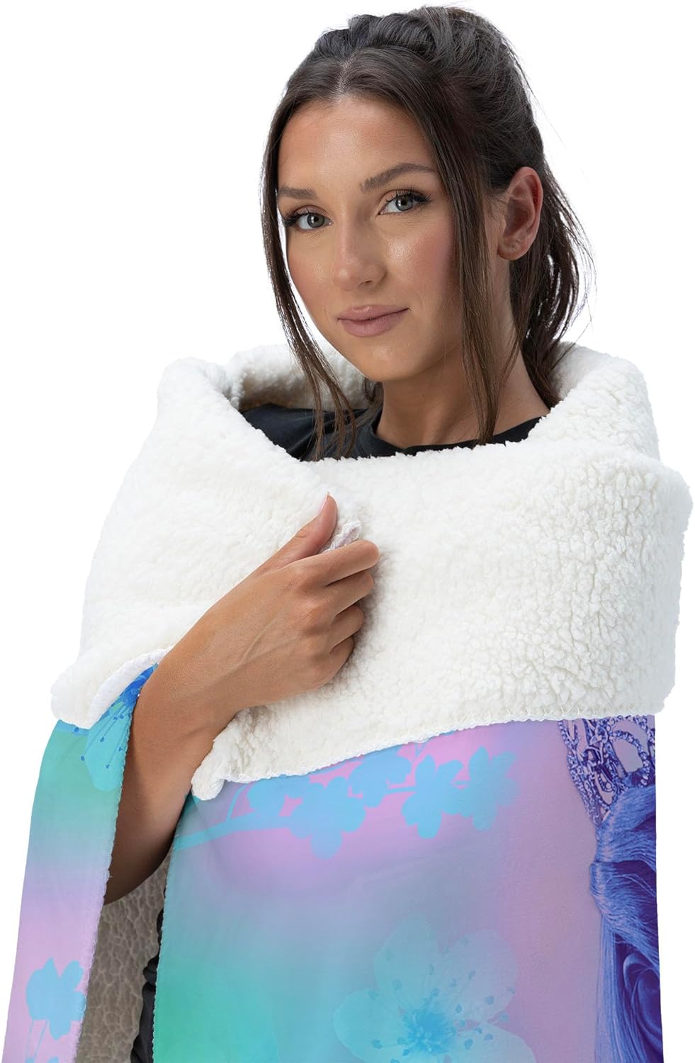 Wicked 2 Glinda Blossoms Sherpa Soft Throw Blanket, Warm Plush Decorative Throw for Couch, Bed, or Travel for Friends and Loved Ones, 50 x 60 inches