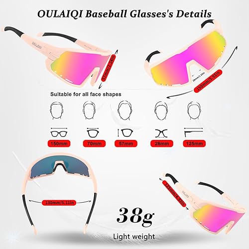 Miniatura 5 de OULAIQI Gafas de sol de béisbol para hombres, mujeres y jóvenes, protección UV400 para correr, softbol, golf, deportes, gafas de sol