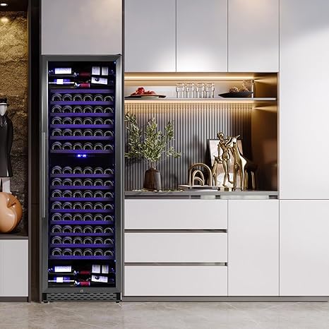 GAOMON 24 Inch Wine Fridge Dual Zone, 189 Bottles Large Wine Cooler Refrigerator, Freestanding Wine Fridge With Intelligent Temperature Memory & Humidity Control Design, Fast Cooling Low Noise