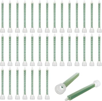 YOUNTHYE 25PCS Epoxy Mixing Nozzle 6.3 inch Mixer Plastic Resin Mixing Tip 24 Element Static Mixing Nozzle Tip for 200ml and 400ml Dual Cartridges