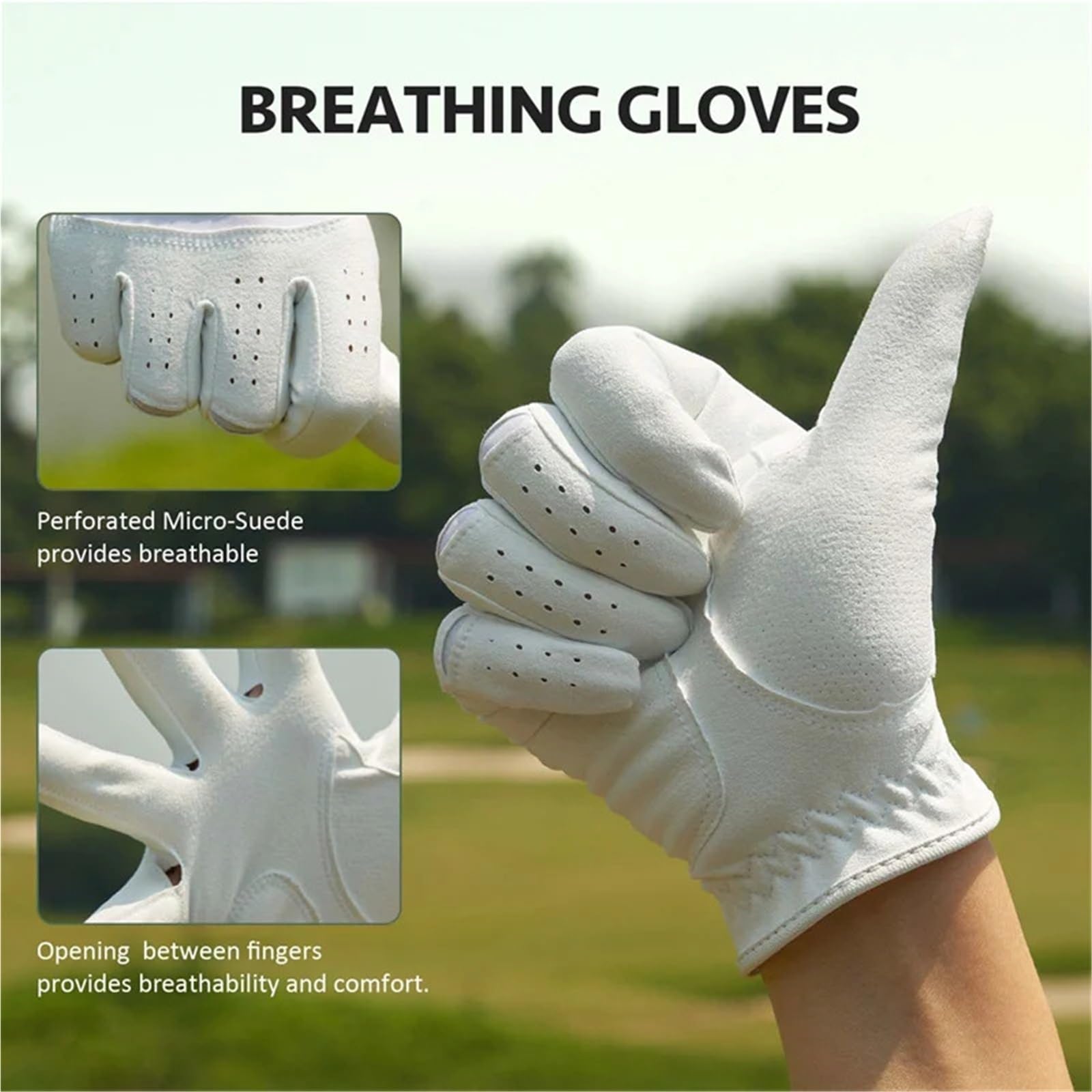 Guanto da golf Guanti da golf uomo, 2 pezzi, for golfista destrorso, mancino, antiscivolo, resistente all'usura, confortevole, traspirante, in tessuto per principianti(Right Hand,Medium 23)