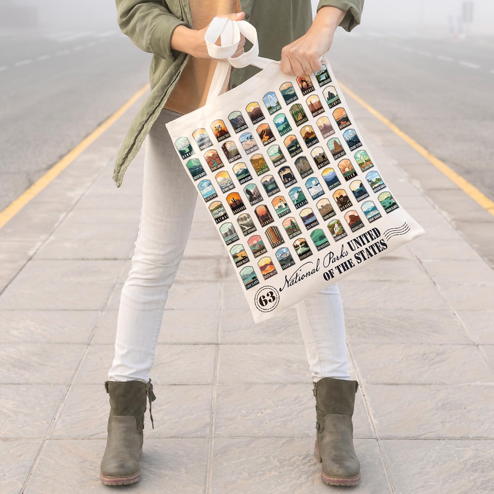 Familavida 63 National Parks Illustrated Tote Bag 100% Cotton Natural Canvas Bag Ideal Gifts for National Park Lovers Outdoor Adventures and Everyday Use - Image 6