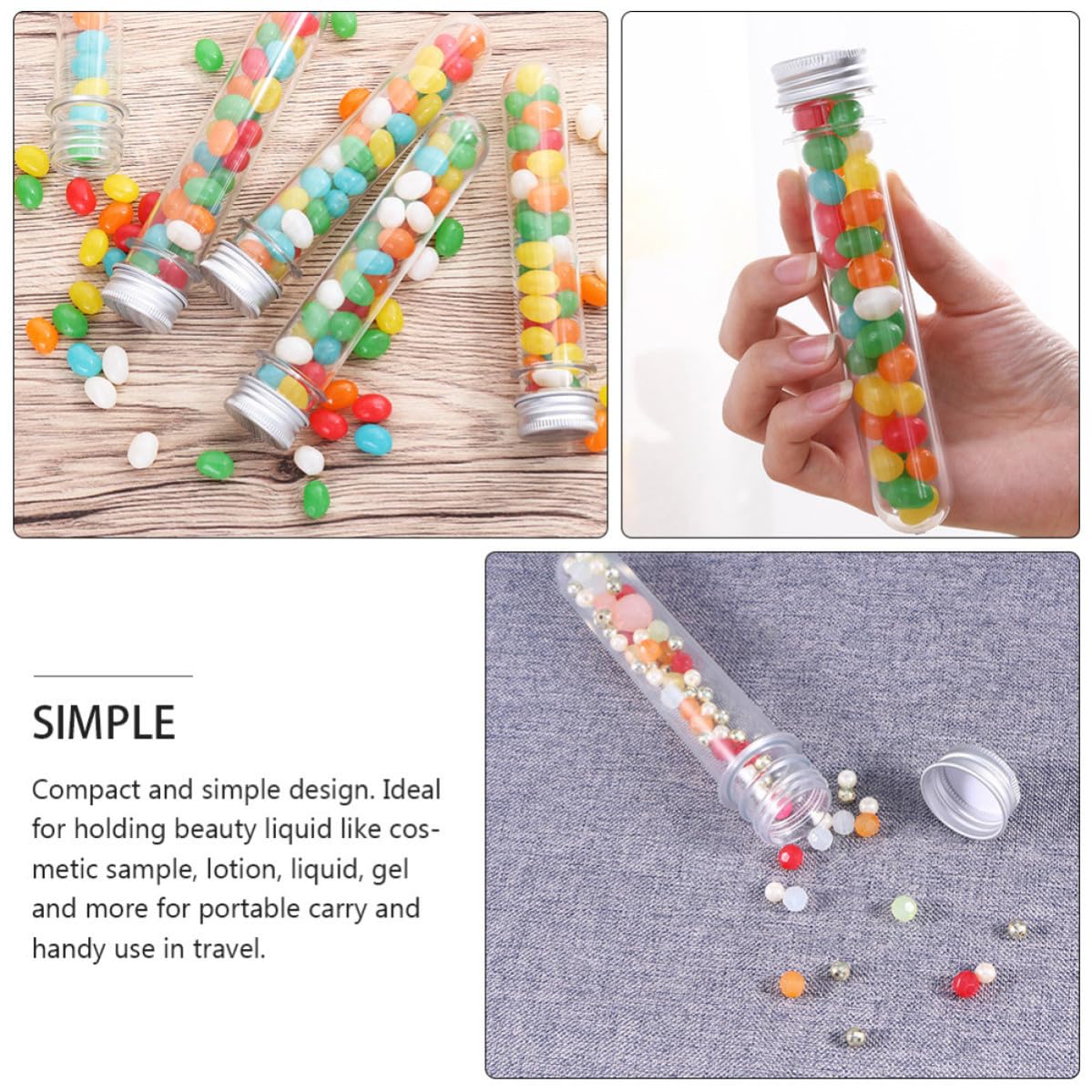 SOLUSTRE 50 Piezas Tubos de Ensayo de Pet Transparentes de 45ml Tapa de Aluminio, Fáciles de Llenar y Bien Sellados para Almacenamiento y Uso en Laboratorio