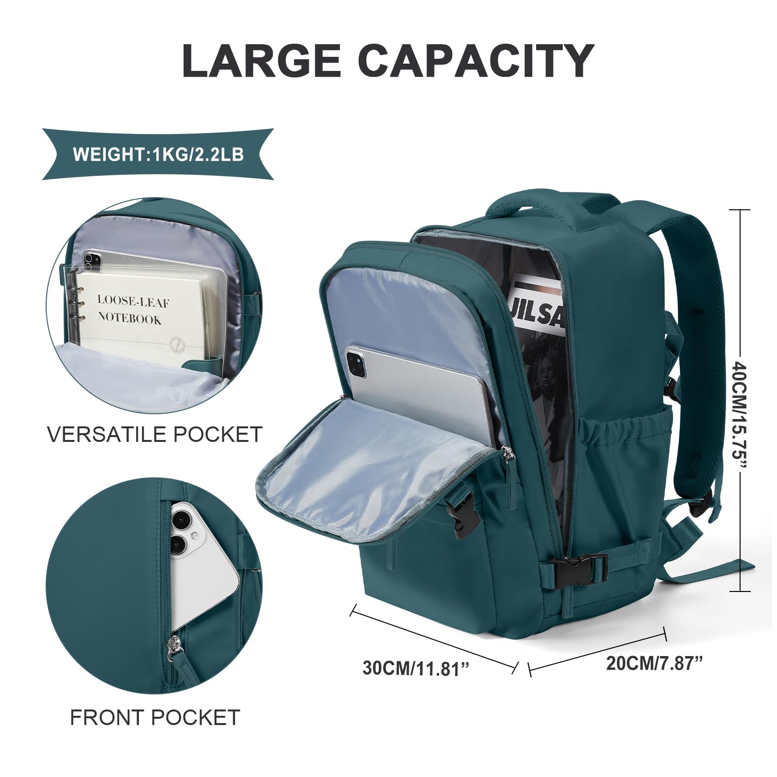 SZLX Zaino Ryanair 40x30x20 Sottovuoto Borse da Cabina per Easyjet 45x36x20 Bagaglio a Mano Donna con Porta USB Zaini Casual per Laptop da 14 Pollici Borsa da Viaggio Uomo con Porta Scarpe
