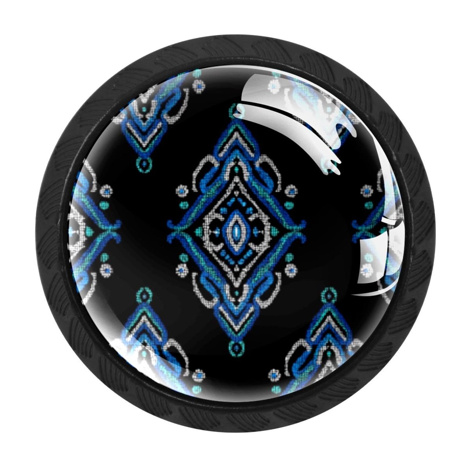 CHENZZZZ 4 Pack Cabinet Handles Black Geometric Ethnic Oriental (3) Cabinet Knobs Draw