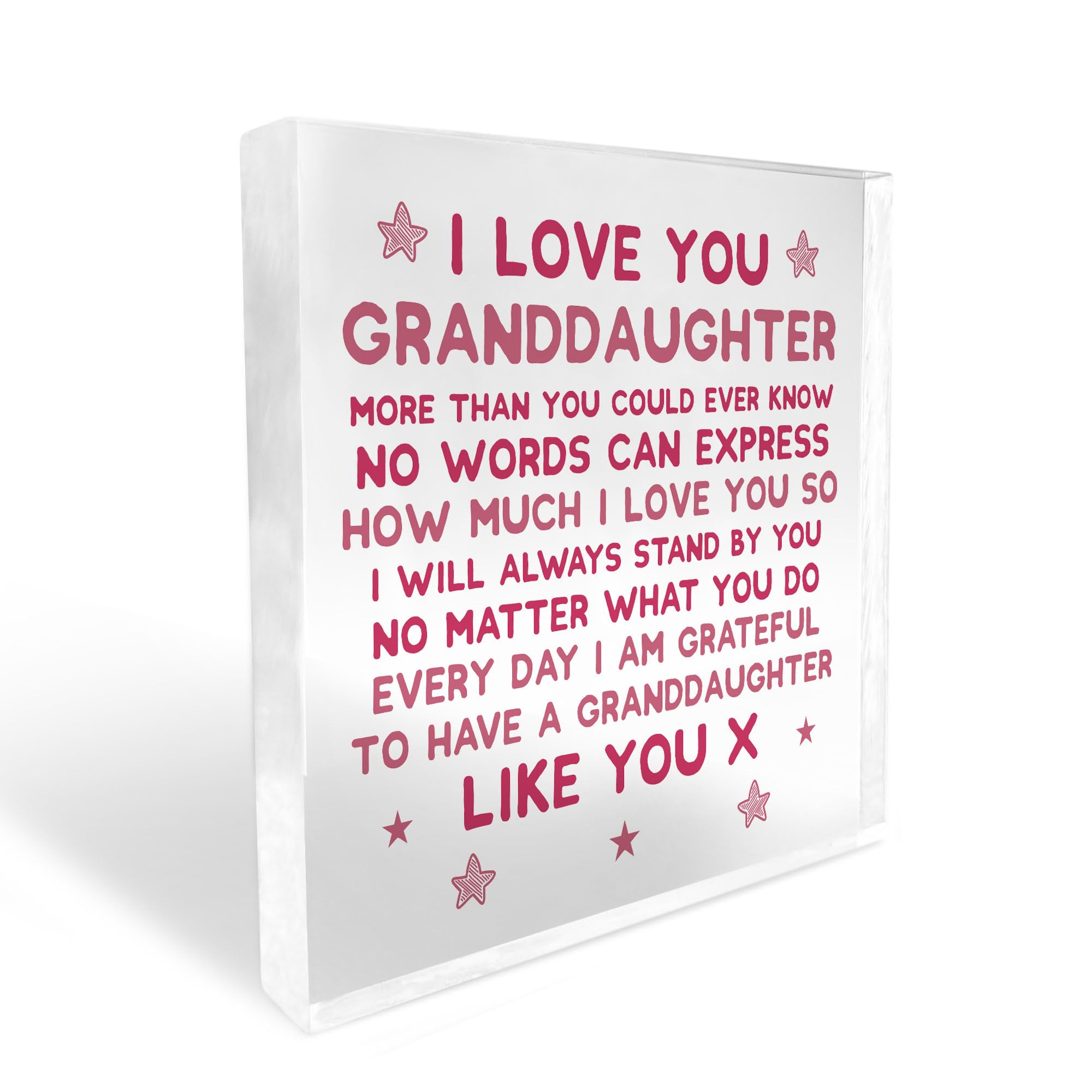 Red Ocean Granddaughter Gifts I LOVE YOU Plaque Granddaughter Christmas Birthday Gift From Nan Grandad Nanny Grandma Gift For Granddaughter