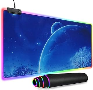 Gaming LED Mouse Mat Pad SK Depot® S-XL Extended Led Mouse Pad with 14 Lighting Modes Anti-Slip Rubber Base with USB Port Mouse Mat Desk Mat 900 x 400 x 3mm (35.5 x 15.8 x 0.12in)